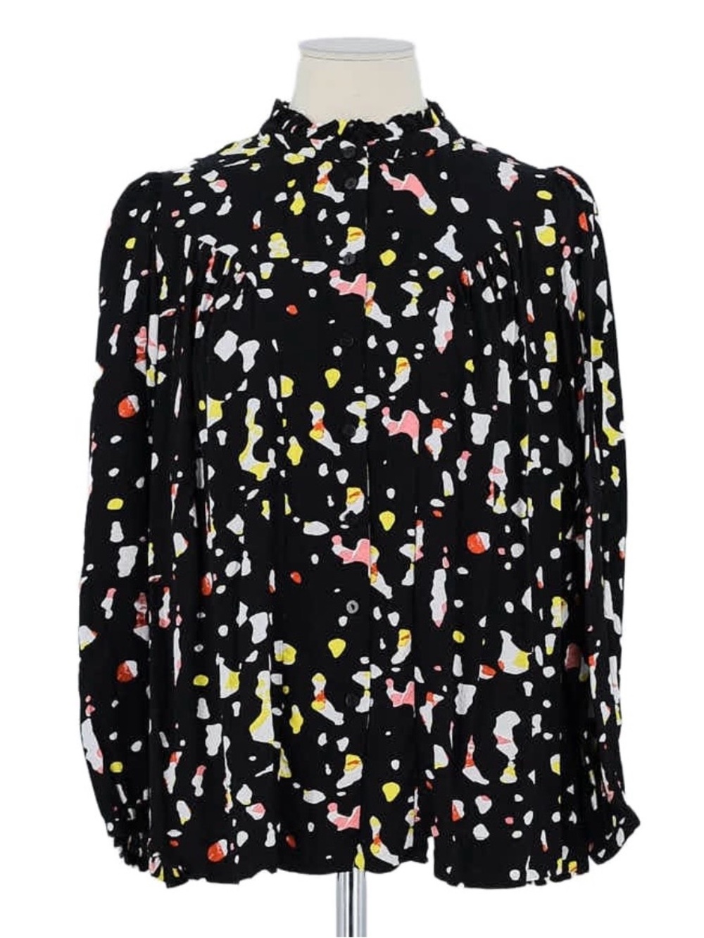 ba&sh “Lady” 100% Viscose Abstract Print Long-Sleeve Blouse Size 2 Work Designer